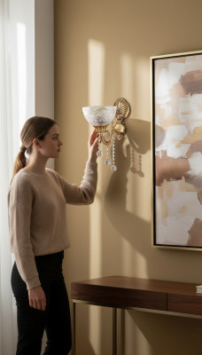 Wandlampe Wandleuchten Gold Wandleuchte Lüster Wand Lampen Grau Glas