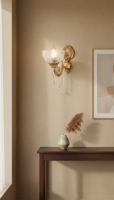 Wandlampe Wandleuchten Gold Wandleuchte Lüster Wand Lampen Grau Glas