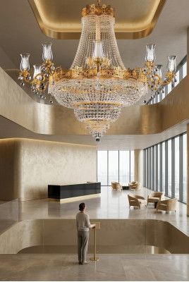 Luxus Deckenleuchte Kronleuchte Deckenlampe Luster Gold Kristall Lampe
