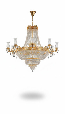 Luxus Deckenleuchte Kronleuchte Deckenlampe Luster Gold Kristall Lampe