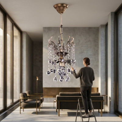 Deckenleuchter Luxus Kronleuchter Deckenlampe Lüster Gold Kristall