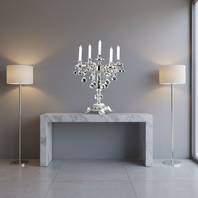 Leuchter Kerzenständer Kerzenleuchter Kerzenhalter Elegant Silber Art