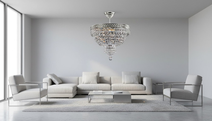Lüster Deckenleuchter Luxus Silber Kronleuchter Deckenlampe Kristall