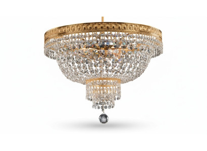 Lüster Deckenleuchter Luxus Gold Kronleuchter Deckenlampe Kristall Art