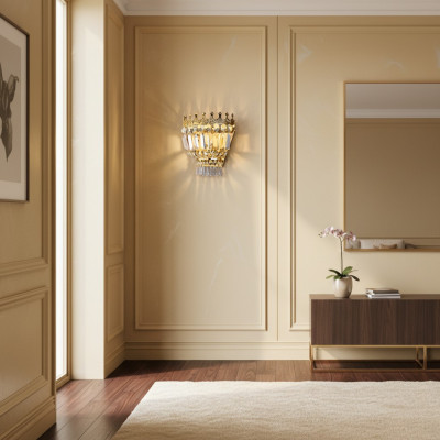 Wandleuchten Wandleuchte Wandlampe Lüster Wand Lampen Kristall Gold