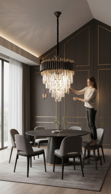 Luxus Kronleuchter Deckenleuchter Gold Deckenlampe Lüster Kristall Runder