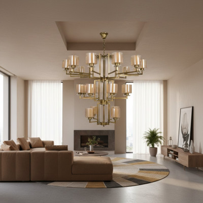 Deckenleuchter Kronleuchter Luxus Gold Deckenlampe Lüster Glas Modern