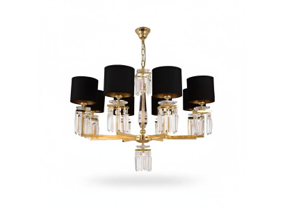 Kronleuchter Deckenleuchter Gold Deckenlampe Lüster Kristall Schwarz