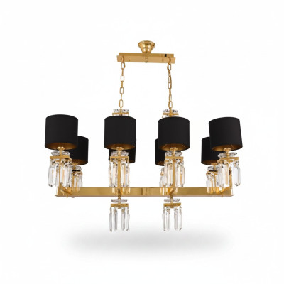 Deckenleuchter Kronleuchter Gold Deckenlampe Luster Kristall Schwarz