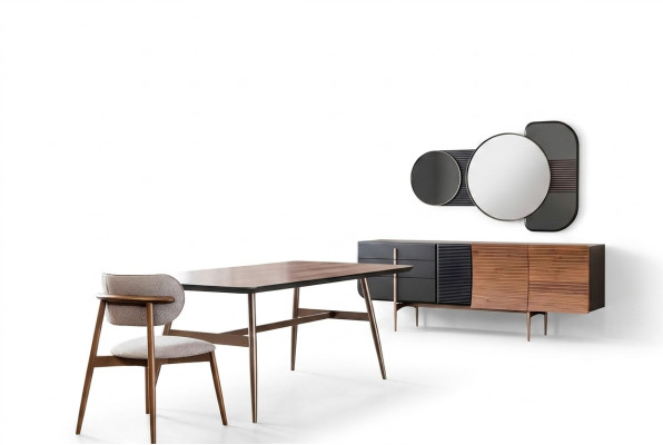 Gruppe Esszimmer Esstisch Stühle Sideboard 8tlg Holz Tisch Braun Neu