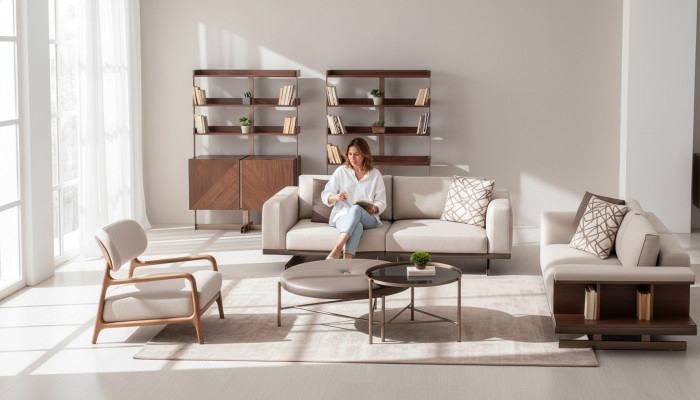 Moderne Sofagarnitur Luxus Möbel Polster Textil Couch Grau Modern Sofa