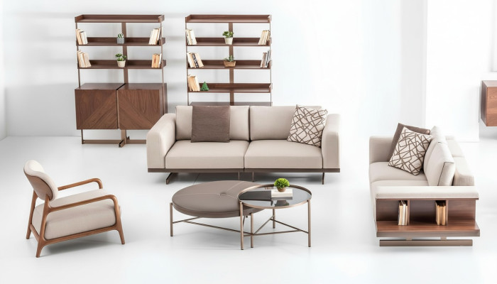 Moderne Sofagarnitur Luxus Möbel Polster Textil Couch Grau Modern Sofa