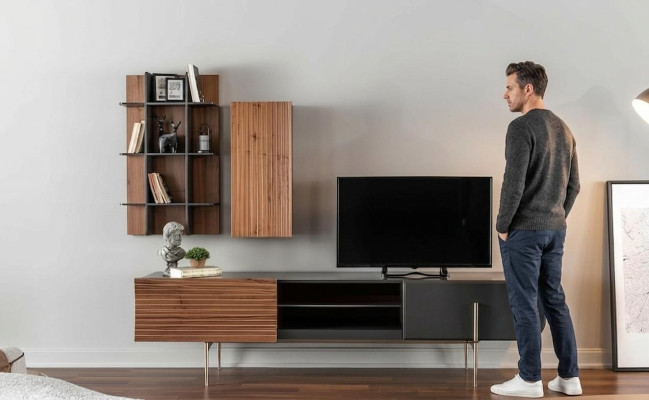 rtv Lowboard tv Ständer Regale Sideboard Holz Modern Braun Wohnzimmer