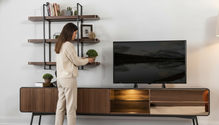 rtv Lowboard tv Ständer Regale Sideboard Wohnzimmer Holz Braun Modern