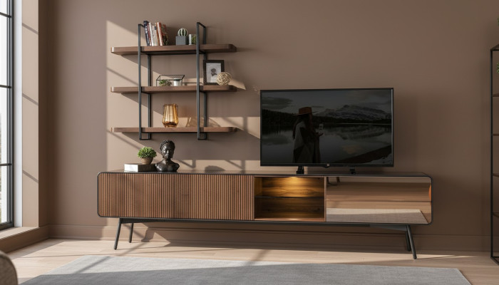 rtv Lowboard tv Ständer Regale Sideboard Wohnzimmer Holz Braun Modern
