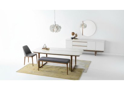 Essecke Essgruppe Esszimmer Esstisch Stühle Sideboard 10tlg Holz Weiß