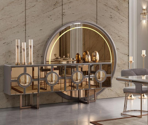Essgruppe Esszimmer Esstisch Stühle Essecke Gold Holz Luxus Set 8tlg
