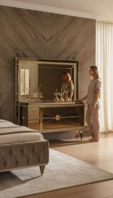 Schminktisch Kosmetiktisch Frisiertisch Frisierkommode Gold Holz Luxus