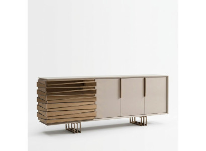 Anrichte Sideboard Kommode Holz Schrank Beige Gold Luxus Wohnzimmer