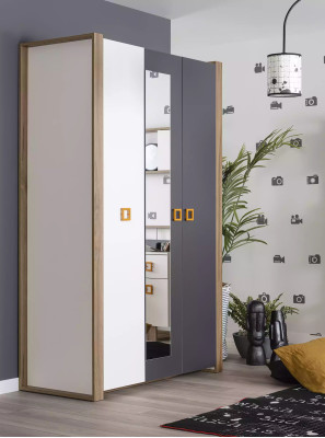 Kinderkleiderschrank Kleiderschrank Kindermöbel Kinderzimmer Holz Grau