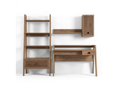 Kinderschreibtisch Schreibtisch Bücherregal Holz Braun Set 3tlg Regal