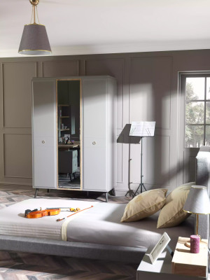 Kleiderschrank Schrank Holzschrank Schlafzimmer Möbel Holz Grau Luxus