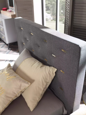 Garnitur Jugendbett Nachttisch Kinderzimmer Bett Holz Grau 120 cm 2tlg