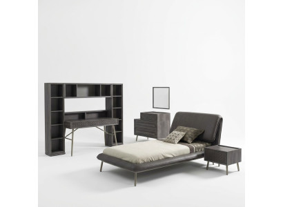 Komplette Jugendbett Bettrahmen Bett Kinderzimmer Set 7tlg Holz Grau