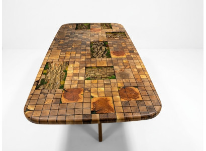 Esstisch Epoxidharz Esszimmertisch Mosaik Tisch 90 cm Holz Braun Neu