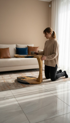 Beisteltisch Kaffeetisch Couchtisch Epoxidharz Braun Wohnzimmer Design