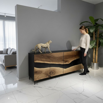 Epoxidharz Sideboard Kommode Braun Wohnzimmer Holz Anrichte Moderne