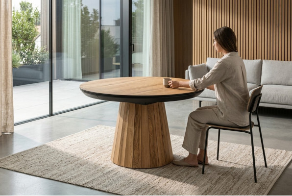 Küchentisch Runder Esstisch Holz Luxus Esszimmertisch Braun Esszimmer