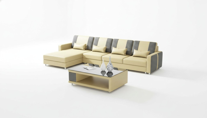 Eckgarnitur Ledersofa Ecksofa L Form Liege Couch Sofa Beige Luxus Neu