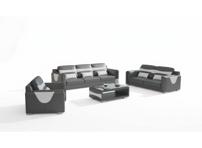 Sofagarnitur Luxus Komplette Couchgarnitur Grau Kunstleder Sofa 321