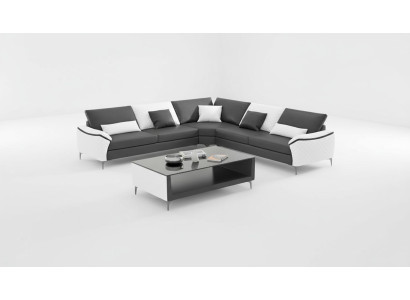 Eckgarnitur Ledersofa Ecksofa L Form Design Couch Sofa Schwarz Luxus