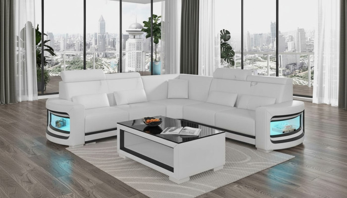 Ecksofa Luxus Eckgarnitur Ledersofa L Form Weiß Couch Sofa Design Neu