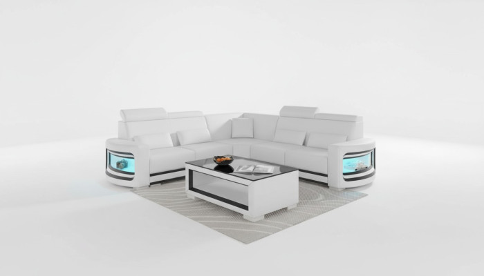 Ecksofa Luxus Eckgarnitur Ledersofa L Form Weiß Couch Sofa Design Neu