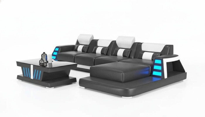 Ecksofa Ledersofa L Form Couch Sofa Schwarz Luxus Moderne Eckgarnitur