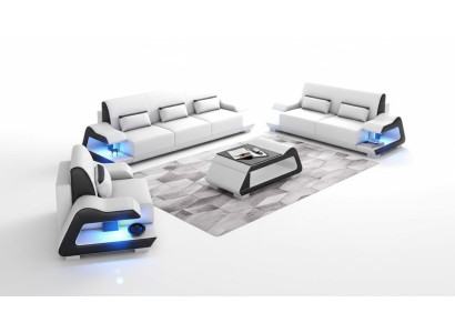 Couchgarnitur Sofagarnitur Ledersofas Sofa Komplette 3tlg Weiß Set 3+2+1