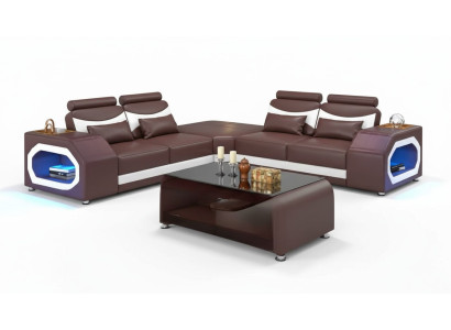 Eckgarnitur Ecksofa L Form Ledersofa Couch Sofa Braun Luxus Moderne