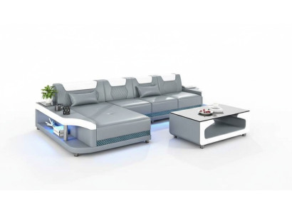 Eckgarnitur Ecksofa L Form Ledersofa Couch Sofa Grau Luxus Moderne Couchen