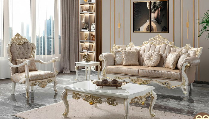 Luxus Couchgarnitur Garnitur Polstersofa Chesterfield Stoff Sofa Beige