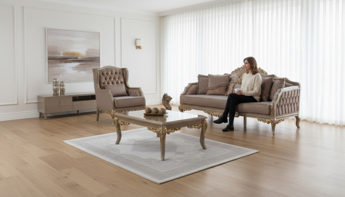 Polstersofa Komplette Couchgarnitur Sofagarnitur Sofa Stoffsofa Braun