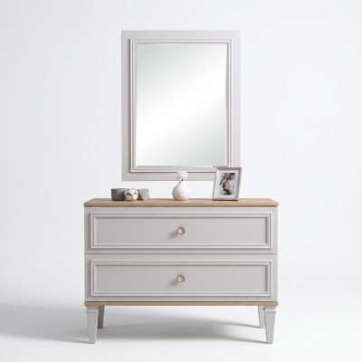 Kommode mit Spiegel Schlafzimmer Konsole Holz Grau Set 2tlg Moderne