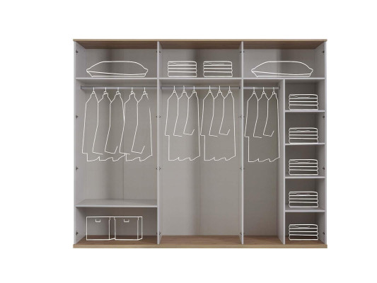 Schlafzimmerschrank Kleiderschrank Schrank Grau Holz Spiegel 6 Türen