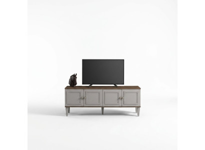 Garnitur Wohnzimmer TV Ständer Couchtisch Holz Grau RTV Lowboard Set