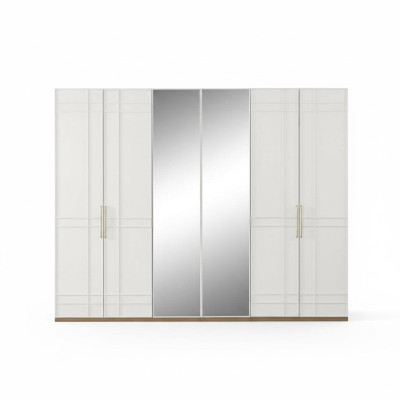 Schränke Kleiderschränke Kleiderschrank Weiß Holz Spiegel 6 Türen Neu