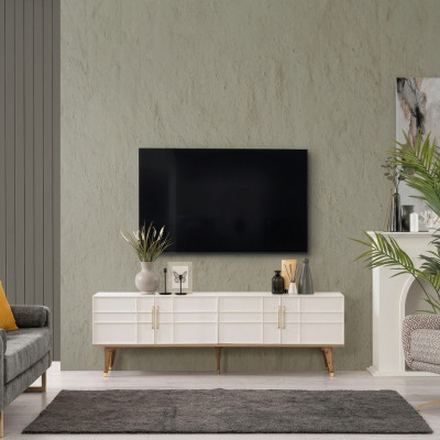 Lowboard TV Ständer Sideboard Modern Schrank RTV Wohnzimmer Weiß Holz