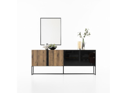 Anrichte Sideboard mit Spiegel Gruppe Kommode Holz Braun Esszimmer