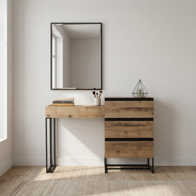Frisiertisch Schminktisch Konsoletisch Kommode Spiegel Set 2tlg Braun